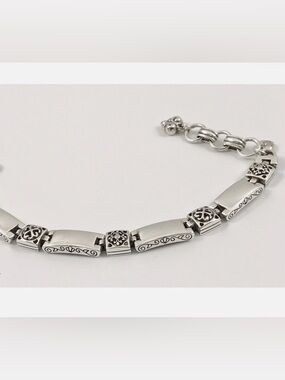 Brighton Tribeca Silverplated Rectangle Square W/Cut Out Design Link Bracelet